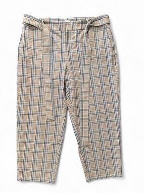a new day Tan Plaid Tie-Waist Trousers